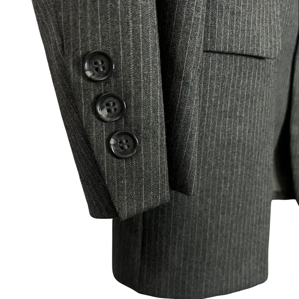 Dominic D'Bruzzi Grodins Mens Dark Gray Pinstripe Blazer‎ Sport Coat Jacket 40R